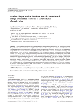 Baseline Biogeochemical Data from Australia´S Continental Margin Links