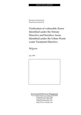 Verification of Vulnerable Zones Identified Under the Nitrate Directive and Sensitive Areas Identified Under the Urban Waste Water Treatment Directive