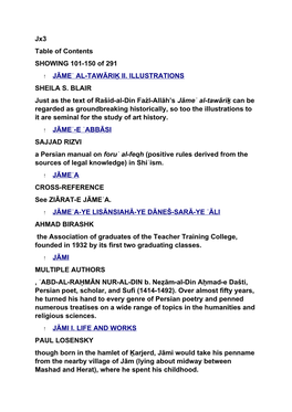 Jx3 Table of Contents SHOWING 101-150 of 291 JĀMEʿ AL