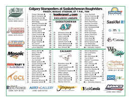Calgary Stampeders at Saskatchewan Roughriders