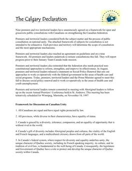 The Calgary Declaration