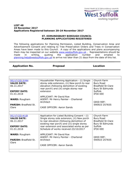 SEBC Planning Applications 48/17