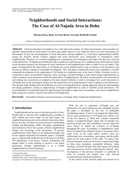 Neighborhoods and Social Interactions: the Case of Al-Najada Area in Doha