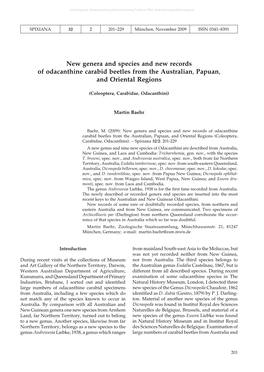 New Genera and Species and New Records of Odacanthine Carabid Beetles from the Australian, Papuan, and Oriental Regions