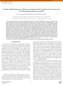 Analysis of RNA Packaging in Wild-Type and Mosaic Protein Capsids of Flock House Virus Using Recombinant Baculovirus Vectors1