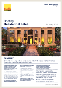 Briefing Residential Sales February 2015