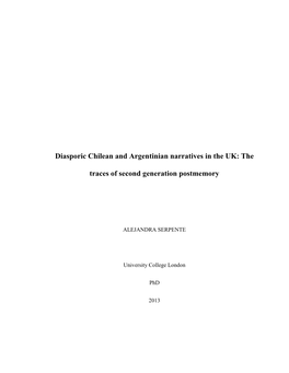 Diasporic Chilean and Argentinian Narratives in the UK: The