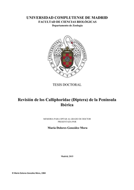 Revisión De Los Calliphoridae (Diptera) De La Península Ibérica