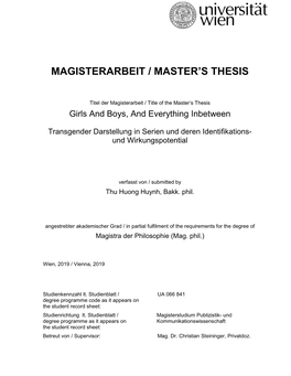 Magisterarbeit / Master's Thesis