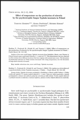 Effect of Temperature on the Production of Sclerotia by the Psychrotrophic Fungus Typhula Incarnata in Poland