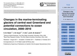 Changes in the Marine-Terminating Glaciers of Central East Greenland