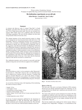 Revitalization Experiments on an Old Oak Alfred Becker¹, Arnold Irle¹, Jan I