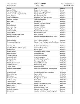 Palouse Patchers Moscow, Idaho Sorted by SUBJECT Page 1 of 11