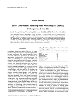 REVIEW ARTICLE Lower Limb Oedema Following Distal Arterial