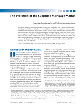 The Evolution of the Subprime Mortgage Market