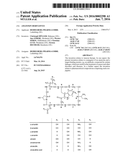 (12) Patent Application Publication (10) Pub. No.: US 2016/0002298 A1 MULLER Et Al