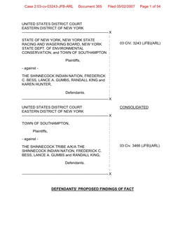 Shinnecock Proposed Findings of Fact