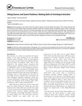 Viking Games and Saami Pastimes: Making Balls of Fomitopsis Betulina
