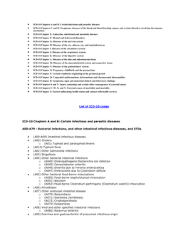 Y ICD-10 Chapters a and B: Certain Infectious and Parasitic Diseases