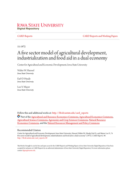 A Five Sector Model of Agricultural Development, Industrialization And