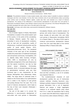 Socio-Economic Development in Poland's Warsaw