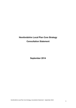 Herefordshire Local Plan Core Strategy Consultation Statement