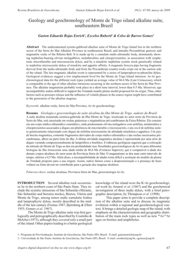 Geology and Geochronology of Monte De Trigo Island Alkaline Suite, Southeastern Brazil