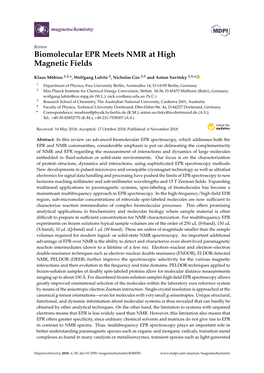 Biomolecular EPR Meets NMR at High Magnetic Fields