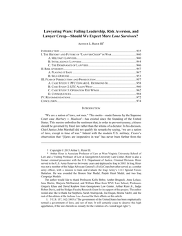 Failing Leadership, Risk Aversion, and Lawyer Creep—Should We Expect More Lone Survivors?