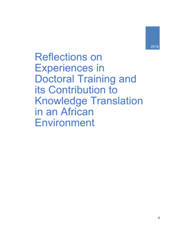 Reflections on Experiences in Doctoral Training and Its Contribution to Knowledge Translation in an African Environment