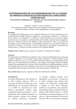 Determinación De Las Bignoniaceae De