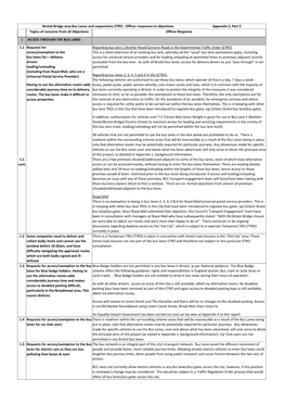 Bristol Bridge Area Bus Lanes and Suspensions ETRO - Officer Responses to Objections Appendix 2, Part 2 Topics of Concerns from All Objections Officer Response