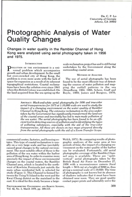Photographic Analysis of Water Quality Changes