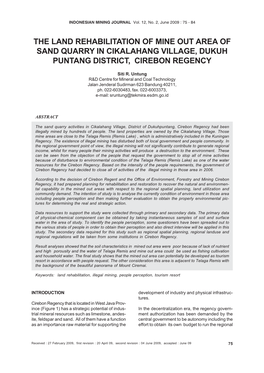 The Land Rehabilitation of Mine out Area of Sand Quarry in Cikalahang Village, Dukuh Puntang District, Cirebon Regency