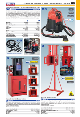 Dust-Free Vacuum & Paint Can/Oil Filter Crushers