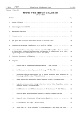 Minutes of the Sitting of 11 March 2015 (2016/C 132/03)