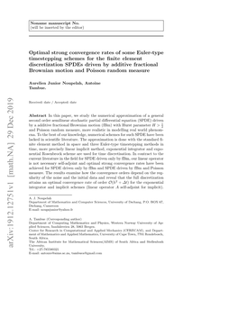 Arxiv:1912.12751V1 [Math.NA] 29 Dec 2019 Tel.: +27-785580321 E-Mail: Antonio@Aims.Ac.Za, Tambuea@Gmail.Com 2 A