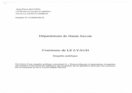 Département De Haute Savoie Commune De LE LYAUD