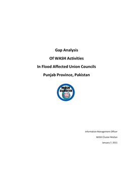 Gap Analysis of WASH Activities in Flood Affected Union Councils Punjab Province, Pakistan