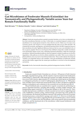 Gut Microbiomes of Freshwater Mussels (Unionidae) Are Taxonomically and Phylogenetically Variable Across Years but Remain Functionally Stable