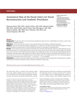 Anatomical Map of the Facial Artery for Facial Reconstruction and Aesthetic Procedures