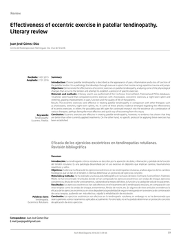 Effectiveness of Eccentric Exercise in Patellar Tendinopathy. Literary Review