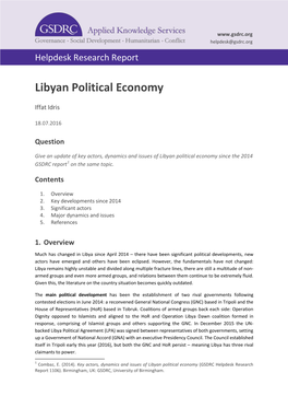 Libyan Political Economy