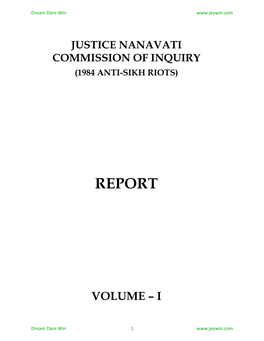 (1984 Anti-Sikh Riots) Report Volume