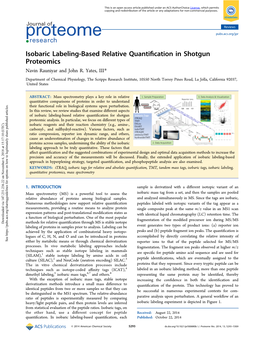 Isobaric Labeling-Based Relative Quantification in Shotgun Proteomics