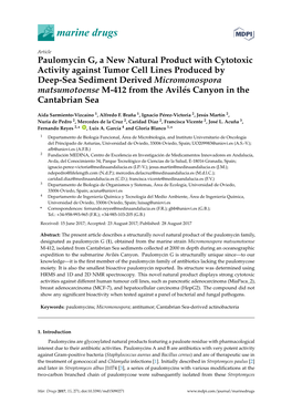 Paulomycin G, a New Natural Product with Cytotoxic Activity Against Tumor Cell Lines Produced by Deep-Sea Sediment Derived Micro