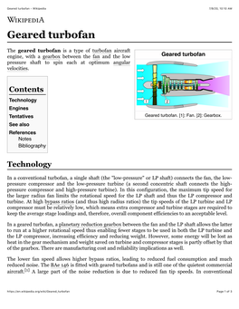 Geared Turbofan - Wikipedia 7/9/20, 10�10 AM