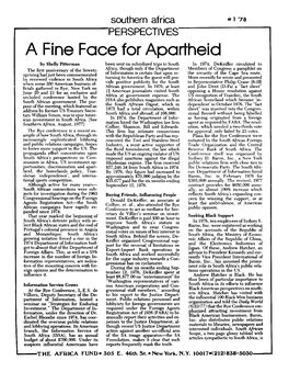 A Fine Face for Apartheid