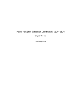 Police Power in the Italian Communes, 1228–1326