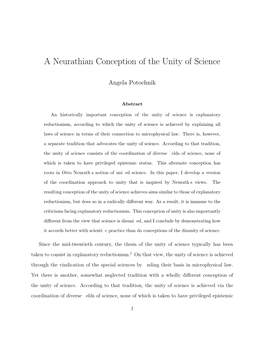 A Neurathian Conception of the Unity of Science